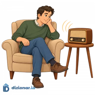 Una persona seduta che ascolta la radio