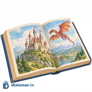 Libro di fiabe aperto con un castello illustrato