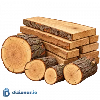 Cataste di assi e tronchi di legno