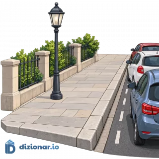 Marciapiede rialzato lungo una strada cittadina