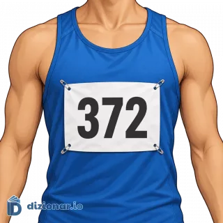 Pettorale con numero di gara appuntato sulla maglia di un corridore